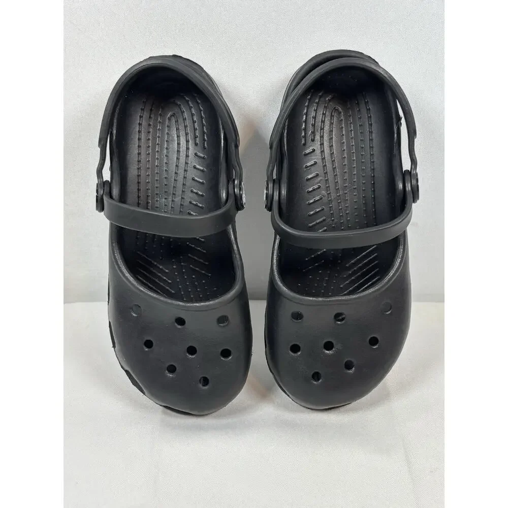 Crocs Karin Mary Jane Clogs Girls C12 C13 Black Slip On Shoes